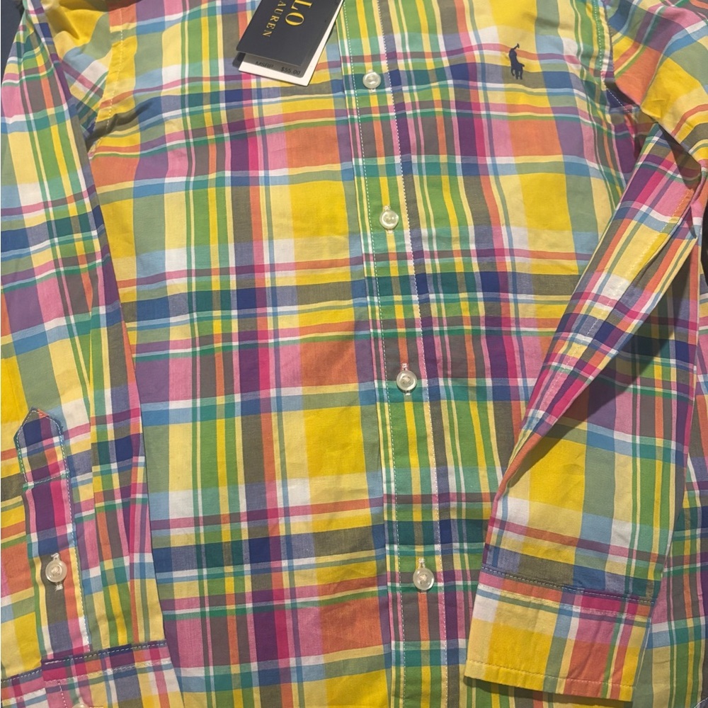 Ralph Lauren Yellow, Pink, Blue & Green Plaid Button-Up Shirt